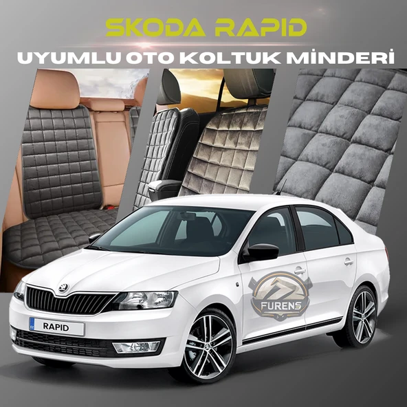 Skoda Rapid Antrasit Renk Tay Tüyü Cepli & Terletmez Sırtlı Oto Koltuk Minder Seti - Koltuk Koruma Kılıfı (ÖN & ARKA TAM SET) ürün görseli 1
