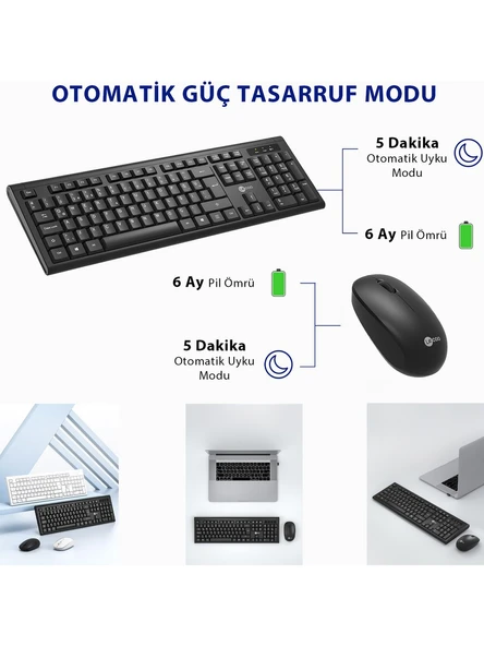 Lenovo Lecoo KW200 Siyah Kablosuz Klavye Mouse Seti - 4