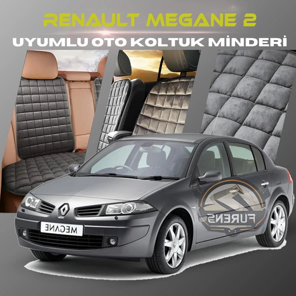 Renault Megane 2 Antrasit Renk Tay Tüyü Cepli & Terletmez Sırtlı Oto Koltuk Minder Seti - Koltuk Koruma Kılıfı (ÖN & ARKA TAM SET) ürün görseli 1