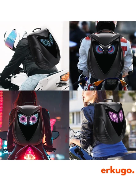 Baykuş LED Gözlü Motor Sırt Çantası, Sırt Çantası, Telefon Kontrollü Ekranlı Çanta, Scooter Çantası - 4