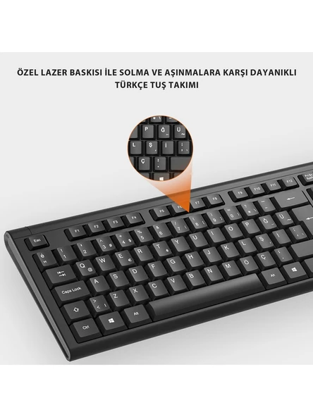 Lenovo Lecoo KW200 Siyah Kablosuz Klavye Mouse Seti - 5