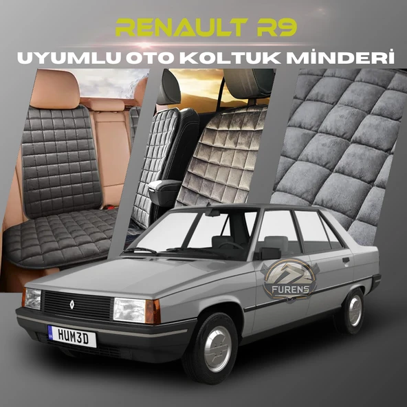 Renault R9 Antrasit Renk Tay Tüyü Cepli & Terletmez Sırtlı Oto Koltuk Minder Seti - Koltuk Koruma Kılıfı (ÖN & ARKA TAM SET) ürün görseli 1