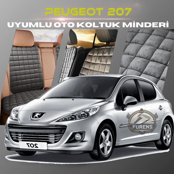 Peugeot 207 Antrasit Renk Tay Tüyü Cepli & Terletmez Sırtlı Oto Koltuk Minder Seti - Koltuk Koruma Kılıfı (ÖN & ARKA TAM SET) ürün görseli 1