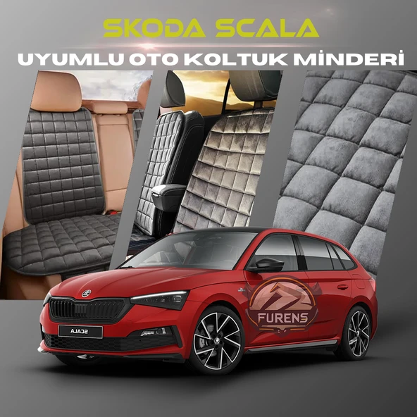 Skoda Scala Antrasit Renk Tay Tüyü Cepli & Terletmez Sırtlı Oto Koltuk Minder Seti - Koltuk Koruma Kılıfı (ÖN & ARKA TAM SET) ürün görseli 1