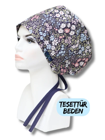 Tesettür Beden Mor Kır Çiçekleri Cerrahi Bone Doktor Hemşire Sağlıkçı Hastane Bonesi