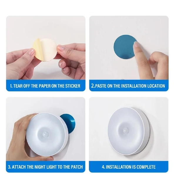 1 Adet 8 Led Hareket Sensörlü Beyaz Işık USB Şarjlı Mıknatıslı Merdiven Oda Dolap Işığı Gece Lambası - 4