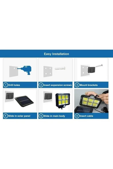 12 W Hareket Sensörlü Solar Led Lamba Güneş Enerjili Bahçe Depo Duvar Aydınlatma Kapı Işık Lambası - 8