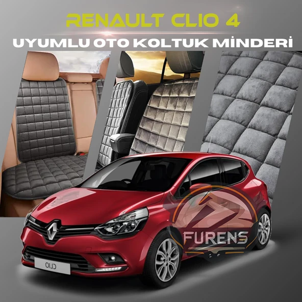 Renault Clio 4 Antrasit Renk Tay Tüyü Cepli & Terletmez Sırtlı Oto Koltuk Minder Seti - Koltuk Koruma Kılıfı (ÖN & ARKA TAM SET) ürün görseli 1