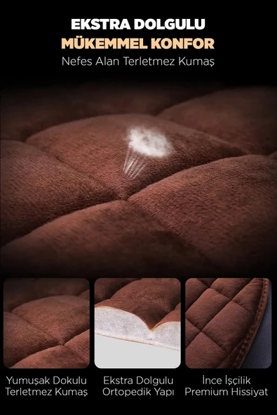 Volksvogen Tiguan Antrasit Renk Tay Tüyü Cepli & Terletmez Sırtlı Oto Koltuk Minder Seti - Koltuk Koruma Kılıfı (ÖN & ARKA TAM SET) - Resim 3