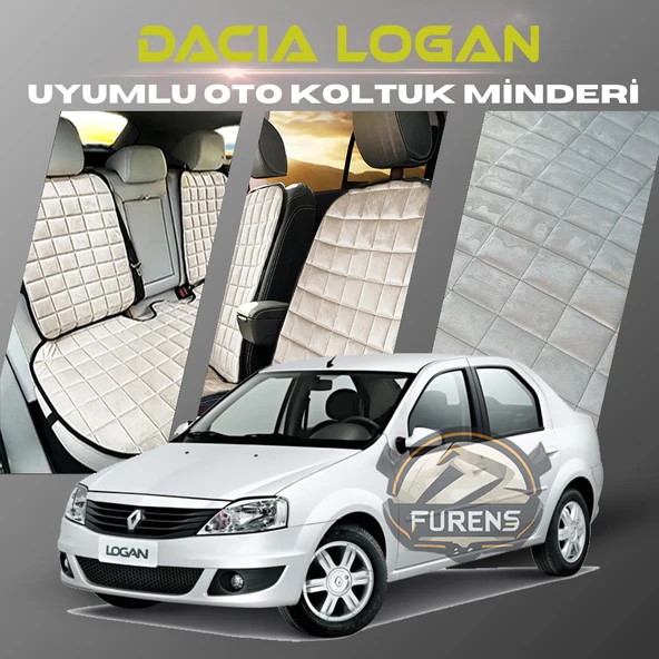 Dacia Logan Bej Renk Tay Tüyü Cepli & Terletmez Sırtlı Oto Koltuk Minder Seti - Koltuk Koruma Kılıfı (ÖN & ARKA TAM SET) ürün görseli 1
