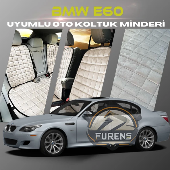 Bmw E60 Bej Renk Tay Tüyü Cepli & Terletmez Sırtlı Oto Koltuk Minder Seti - Koltuk Koruma Kılıfı (ÖN & ARKA TAM SET) ürün görseli 1