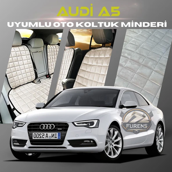 Audi A5 Bej Renk Tay Tüyü Cepli & Terletmez Sırtlı Oto Koltuk Minder Seti - Koltuk Koruma Kılıfı (ÖN & ARKA TAM SET) ürün görseli 1