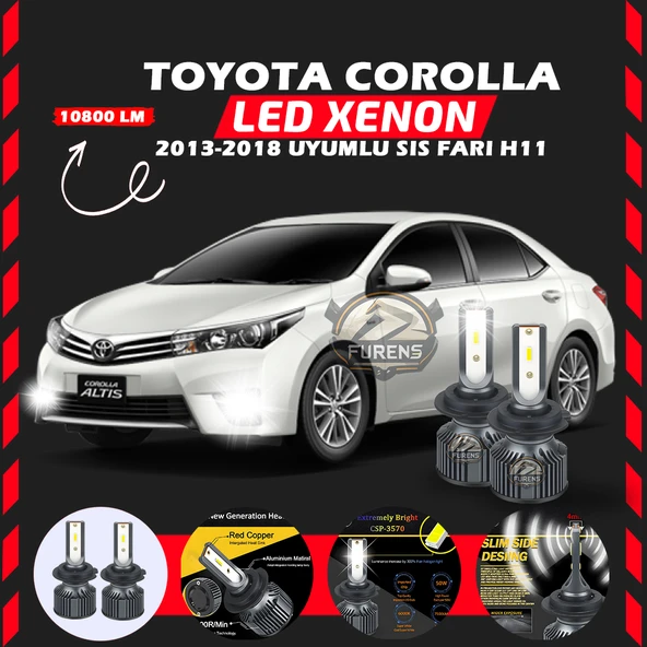 Toyota Corolla 2013-2018 Sis Farı Uyumlu Şimşek Etkili Led Xenon Premium Series H11 ürün görseli 1