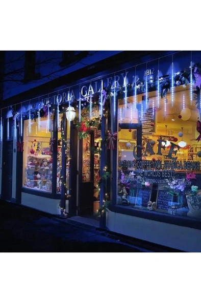 8 Adet Meteor Akan Tüp Led RGB Işık Parti Düğün Yılbaşı Ağaç Bahçe Süsleme Fişli Aydınlatma Süsü - 6