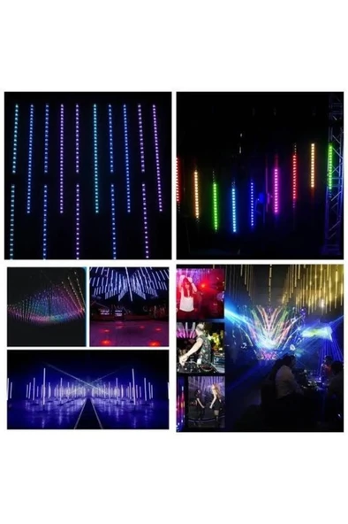 8 Adet Meteor Akan Tüp Led RGB Işık Parti Düğün Yılbaşı Ağaç Bahçe Süsleme Fişli Aydınlatma Süsü - 5