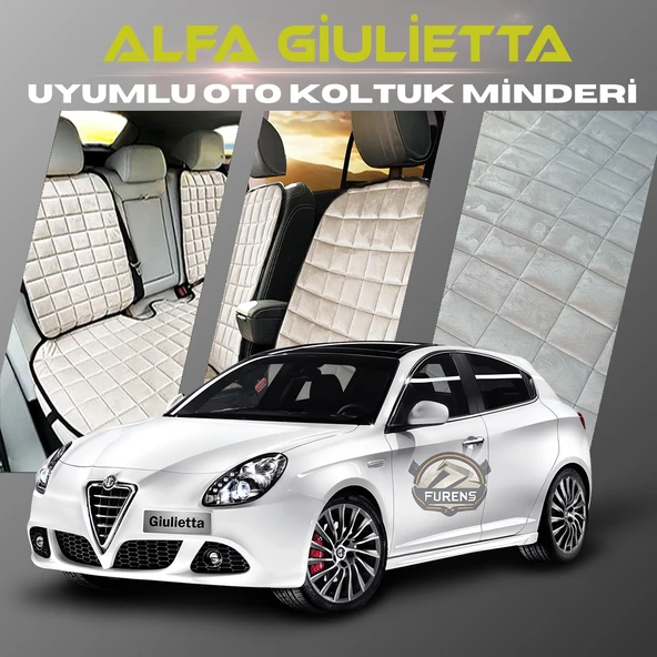 Alfa Romeo Giulietta Bej Renk Tay Tüyü Cepli & Terletmez Sırtlı Oto Koltuk Minder Seti - Koltuk Koruma Kılıfı (ÖN & ARKA TAM SET)