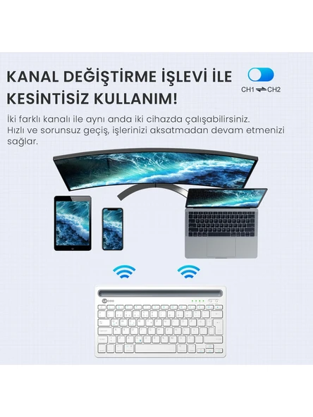 Lenovo Lecoo BK100 Beyaz Bluetooth Klavye - 5