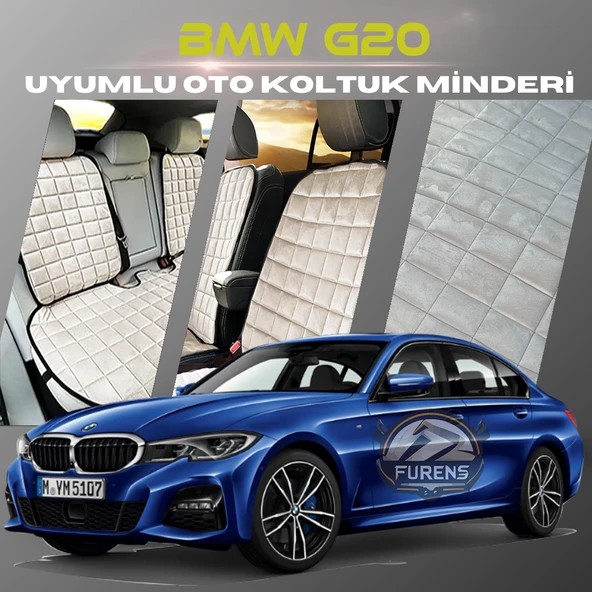 Bmw G20 Bej Renk Tay Tüyü Cepli & Terletmez Sırtlı Oto Koltuk Minder Seti - Koltuk Koruma Kılıfı (ÖN & ARKA TAM SET) ürün görseli 1