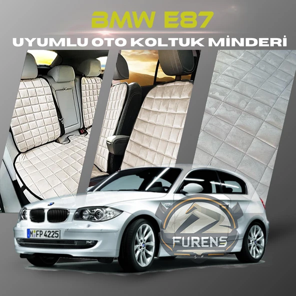 Bmw E87 Bej Renk Tay Tüyü Cepli & Terletmez Sırtlı Oto Koltuk Minder Seti - Koltuk Koruma Kılıfı (ÖN & ARKA TAM SET) ürün görseli 1