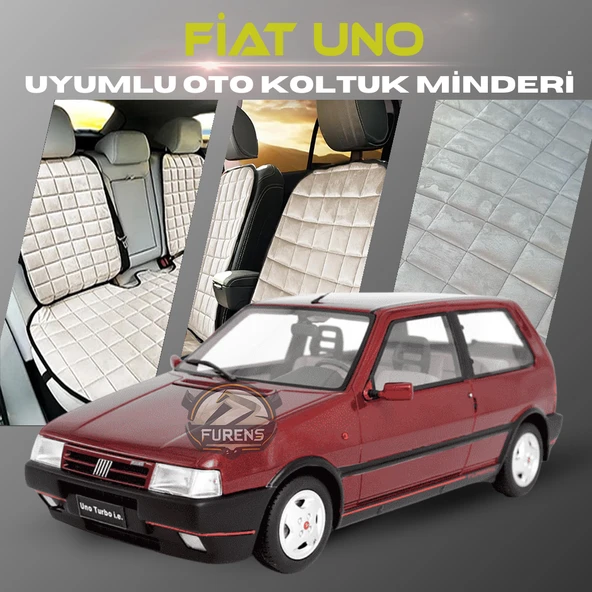 Fiat Uno Bej Renk Tay Tüyü Cepli & Terletmez Sırtlı Oto Koltuk Minder Seti - Koltuk Koruma Kılıfı (ÖN & ARKA TAM SET) - 1