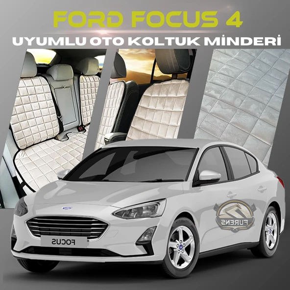 Ford Focus 4 Bej Renk Tay Tüyü Cepli & Terletmez Sırtlı Oto Koltuk Minder Seti - Koltuk Koruma Kılıfı (ÖN & ARKA TAM SET) ürün görseli 1