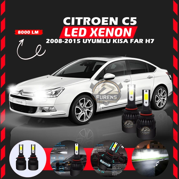Citroen C4 2012-2017 Uzun Far Uyumlu Şimşek Etkili Led Xenon Light Series H7