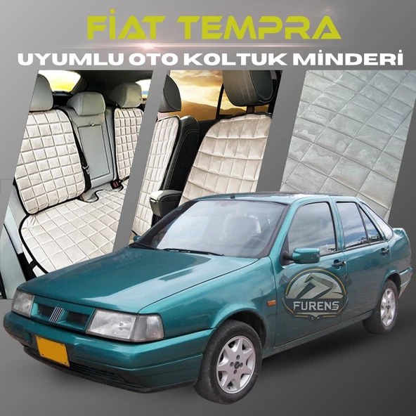 Fiat Tempra Bej Renk Tay Tüyü Cepli & Terletmez Sırtlı Oto Koltuk Minder Seti - Koltuk Koruma Kılıfı (ÖN & ARKA TAM SET) ürün görseli 1