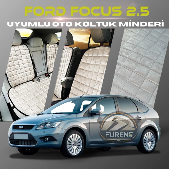 Ford Focus 2.5 Bej Renk Tay Tüyü Cepli & Terletmez Sırtlı Oto Koltuk Minder Seti - Koltuk Koruma Kılıfı (ÖN & ARKA TAM SET) ürün görseli 1