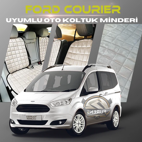 Ford Courier Bej Renk Tay Tüyü Cepli & Terletmez Sırtlı Oto Koltuk Minder Seti - Koltuk Koruma Kılıfı (ÖN & ARKA TAM SET) ürün görseli 1