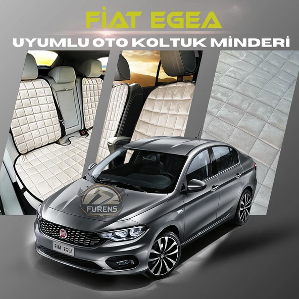 Fiat Egea Bej Renk Tay Tüyü Cepli & Terletmez Sırtlı Oto Koltuk Minder Seti - Koltuk Koruma Kılıfı (ÖN & ARKA TAM SET)