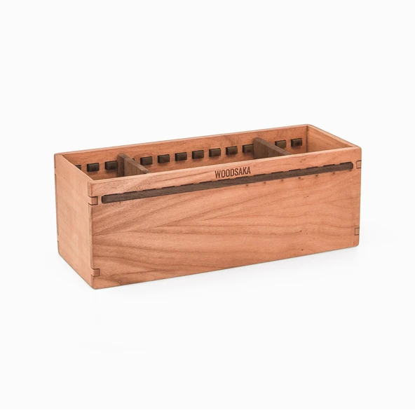 Woodsaka Trey V2 - Ayarlanabilir Çoklu Bölümlü Kalem Kutusu - Kiraz ve Ceviz - 4