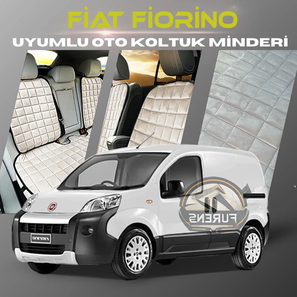Fiat Fiorino Bej Renk Tay Tüyü Cepli & Terletmez Sırtlı Oto Koltuk Minder Seti - Koltuk Koruma Kılıfı (ÖN & ARKA TAM SET)