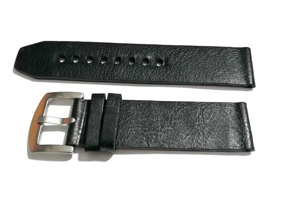 Fado&Her Saate Uyumlu Hakiki Grizi Deri Saat Kordonu 22  mm  (167)  siyah - Resim 2