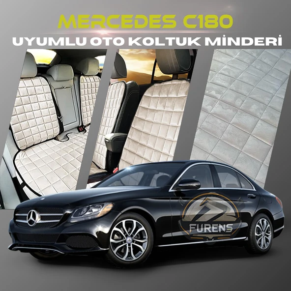 Mercedes C180 Bej Renk Tay Tüyü Cepli & Terletmez Sırtlı Oto Koltuk Minder Seti - Koltuk Koruma Kılıfı (ÖN & ARKA TAM SET) ürün görseli 1