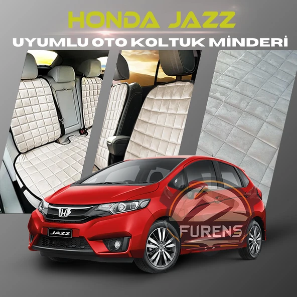 Honda Jazz Bej Renk Tay Tüyü Cepli & Terletmez Sırtlı Oto Koltuk Minder Seti - Koltuk Koruma Kılıfı (ÖN & ARKA TAM SET) - 1