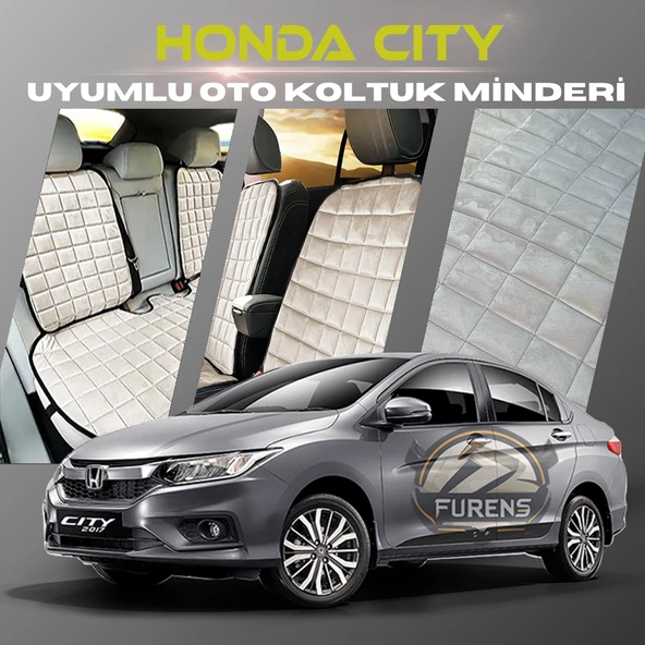Honda City Bej Renk Tay Tüyü Cepli & Terletmez Sırtlı Oto Koltuk Minder Seti - Koltuk Koruma Kılıfı (ÖN & ARKA TAM SET) ürün görseli 1