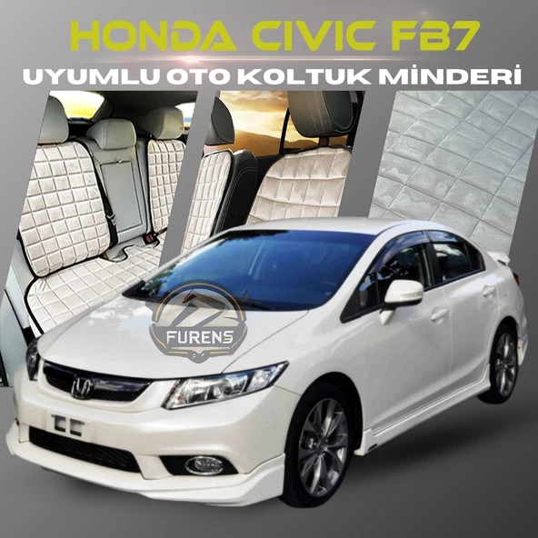 Honda Civic FB7 Bej Renk Tay Tüyü Cepli & Terletmez Sırtlı Oto Koltuk Minder Seti - Koltuk Koruma Kılıfı (ÖN & ARKA TAM SET) ürün görseli 1