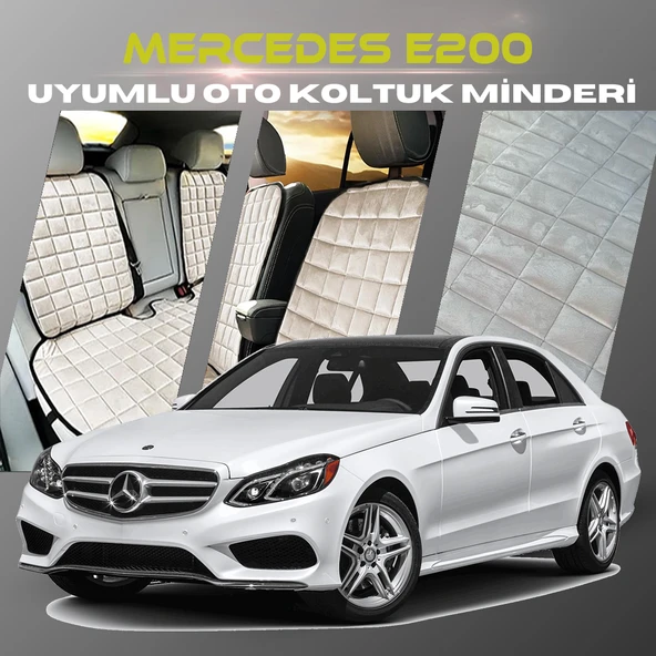 Mercedes E200 Bej Renk Tay Tüyü Cepli & Terletmez Sırtlı Oto Koltuk Minder Seti - Koltuk Koruma Kılıfı (ÖN & ARKA TAM SET) ürün görseli 1