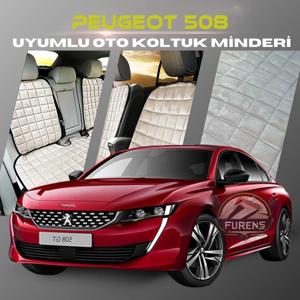 Peugeot 508 Bej Renk Tay Tüyü Cepli & Terletmez Sırtlı Oto Koltuk Minder Seti - Koltuk Koruma Kılıfı (ÖN & ARKA TAM SET) ürün görseli 1