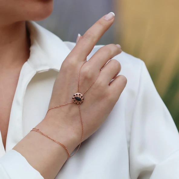 Göz Modeli Rose Gold Gümüş Şahmeran - Resim 3