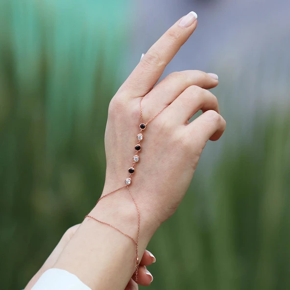 Sıra Zirkon Taşlı Rose Gold Gümüş Şahmeran ürün görseli 1