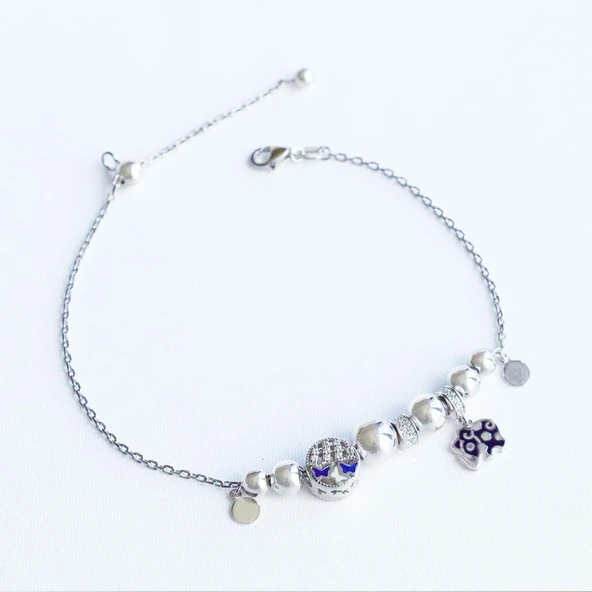 Fil Figürlü Charmlı Gümüş Bileklik - Resim 3