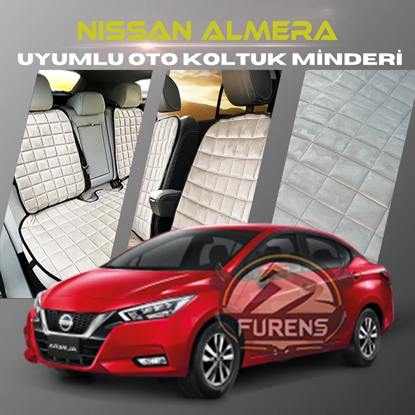 Nissan Almera Bej Renk Tay Tüyü Cepli & Terletmez Sırtlı Oto Koltuk Minder Seti - Koltuk Koruma Kılıfı (ÖN & ARKA TAM SET) ürün görseli 1