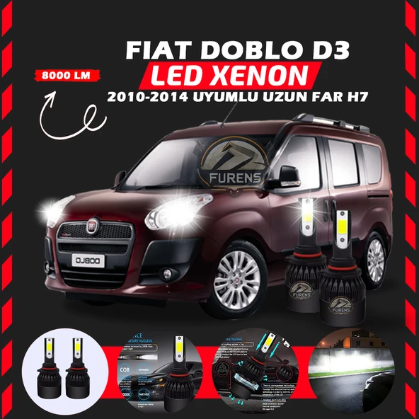 Fiat Doblo D3 2006-2012 Uzun Far Uyumlu Şimşek Etkili Led Xenon Light Series H7