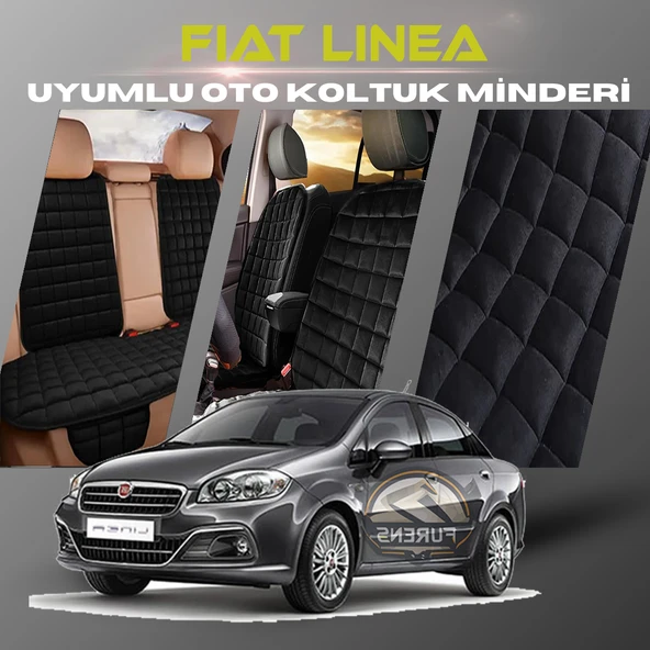 Fiat Linea Siyah Renk Tay Tüyü Cepli & Terletmez Sırtlı Oto Koltuk Minder Seti - Koltuk Koruma Kılıfı (ÖN & ARKA TAM SET) - 1