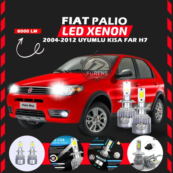 Fiat Palio 2004-2012 Kısa Far Uyumlu Şimşek Etkili Led Xenon Performance Series H7