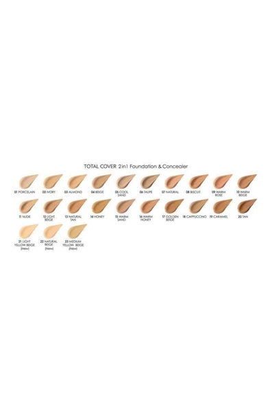 Golden Rose Total Cover 2in1 Foundation&concealer No: 21 Light Yellow Beige - Fondöten&kapatıcı - 8691190963811 - 5