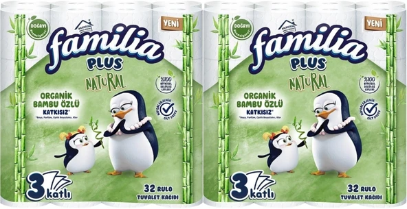 Familia Plus Tuvalet Kağıdı 3 Katlı 64 Lü Paket Natural Organik Bambu Özlü (2PK*32)