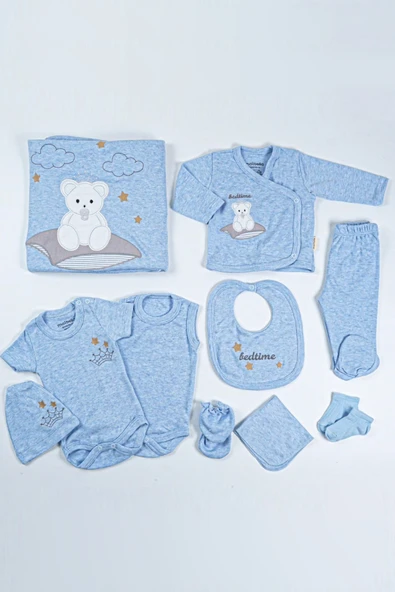 Ayı Desenli Kutulu Erkek Bebek Hastane Çıkışı Bebek Kıyafetleri Yenidoğan Hastane Çıkış Seti 10 lu - Resim 4