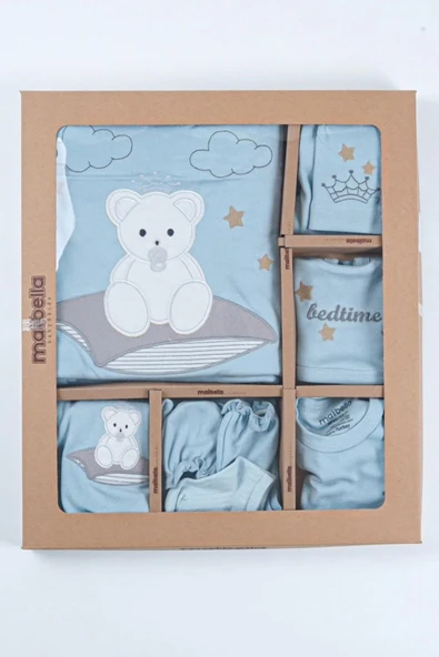 Ayı Desenli Kutulu Erkek Bebek Hastane Çıkışı Bebek Kıyafetleri Yenidoğan Hastane Çıkış Seti 10 lu - Resim 8
